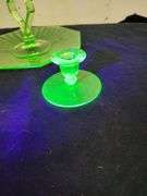 Vaseline tidbit tray and a pair of candle holders