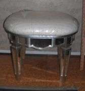 Fancy Mirrored Dressing Stool/ Bench w/ Upholstered Seat.