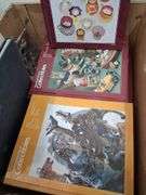 Box lot: books including 1840 chemistry, encyclopedias of collectibles, and more. 11b