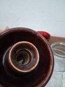 Box lot: red and clear vases. 1b