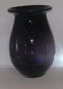 Large 10-1/2" Crate & Barrell Deep Purple Glass Vase w/ air bubbles..