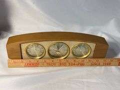 VINTAGE MID CENTURY MODERN AIR GUIDE WALNUT WOOD CONSOLE WEATHER STATION