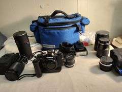 Olympus camera with accessories