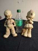 Vintage little boy "empty pockets" and little girl chalkware