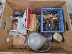 (Box Full of) Misc. Vintage Kitchen Collectibles, Hinges & more. 11B