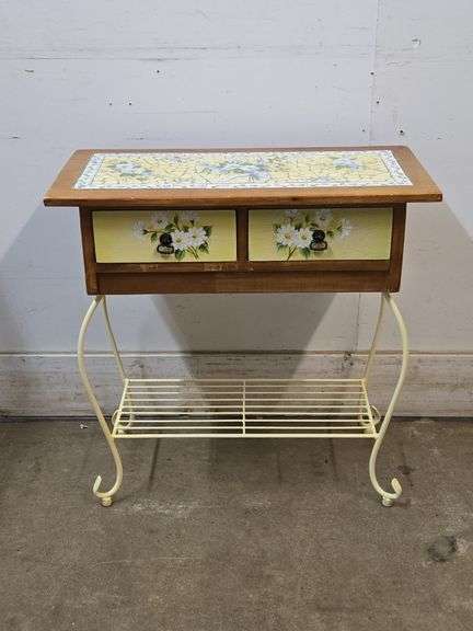 Vintage Hand Painted Console Table with Drawers