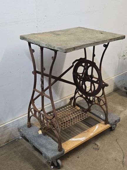 Antique White Sewing Machine Table