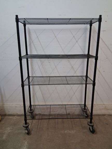 Rolling metal shelves, 3ft x 2 ft x 58in