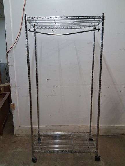 Rolling metal garment rack, 35.5 x 17.5 x 74in