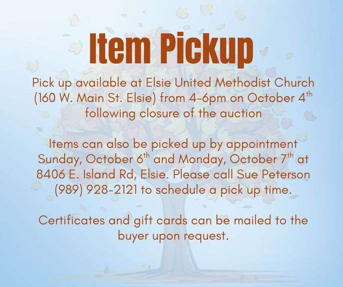 Item Pick Up Information