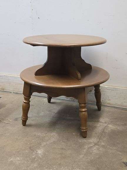 Vintage 2-Tier Round Side Table