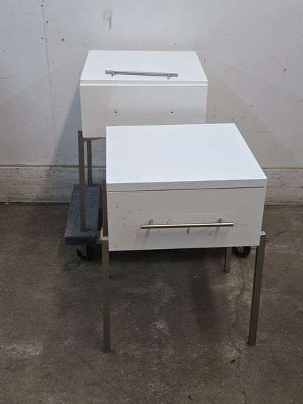Pair of White Modern Nightstands.