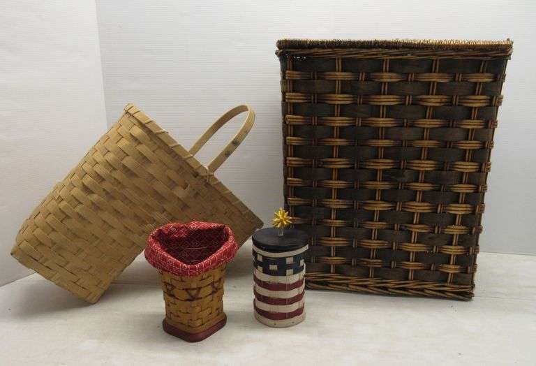 Basket for Stairs; Wicker Hamper, 18"W x 12"D x 21"H; (2) Longaberger