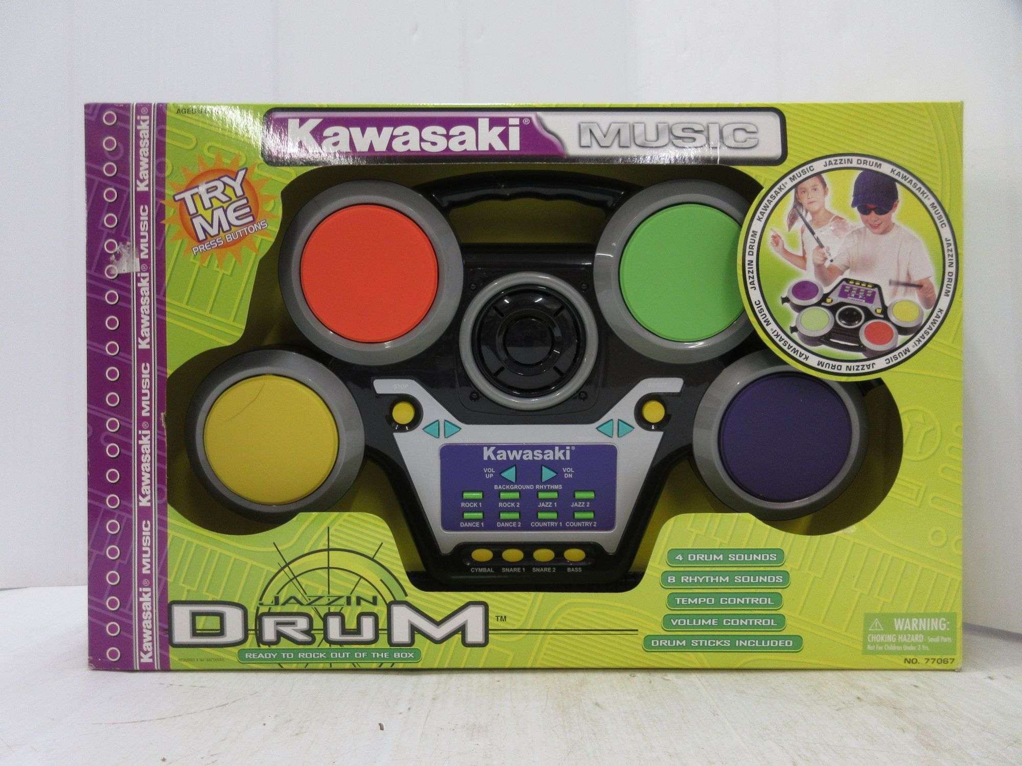 Kawasaki Music Jazzin Drum with Four Drum Sounds, Eight Rhythm