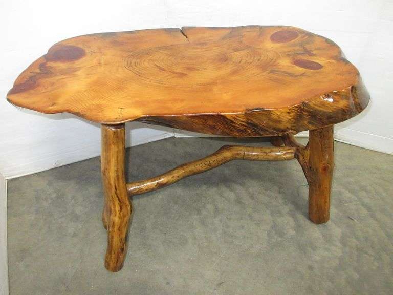 Timber Log Table Primitive Log Table - Albrecht Auction Service