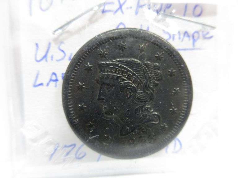 Sharp Coin 1846 US large cent, nice, ex-fine to AU, sharp coin - Albrecht Auction ...