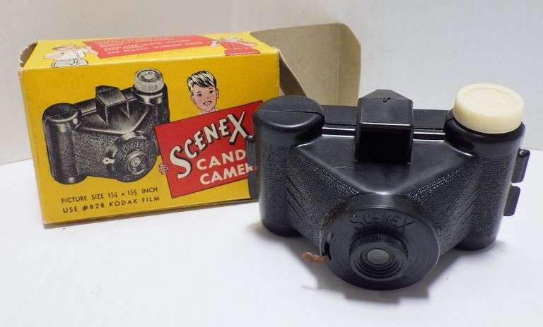 1952 SceneX Candid camera with original purchase slip, instruction ...