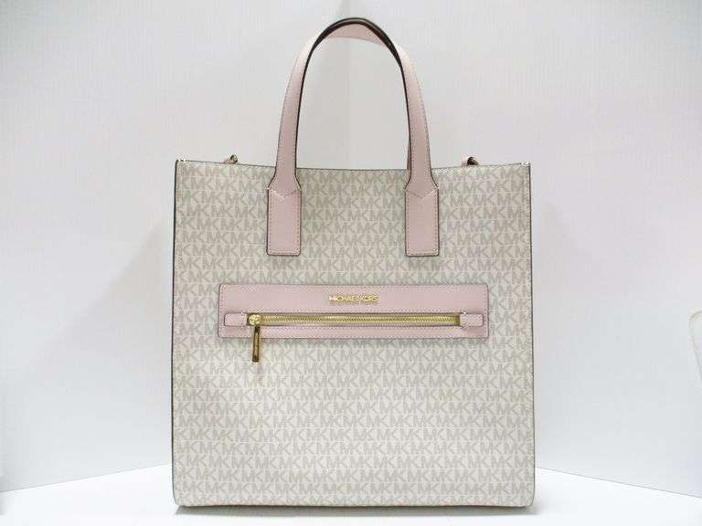 Authentic Michael Kors (Kenly) Large MK logo tote bag, 14 ¼”W x 5 ¼”D x