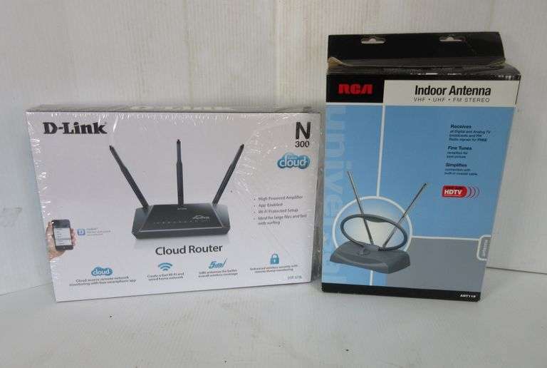 D-link Router, and TV RCA Antenna - Albrecht Auction Service