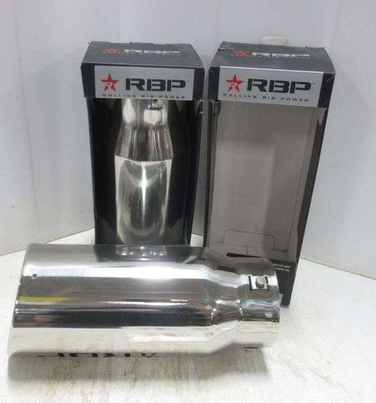 (2) RBP stainless exhaust tips, 2.5-.5 adjustable clamp on installation ...