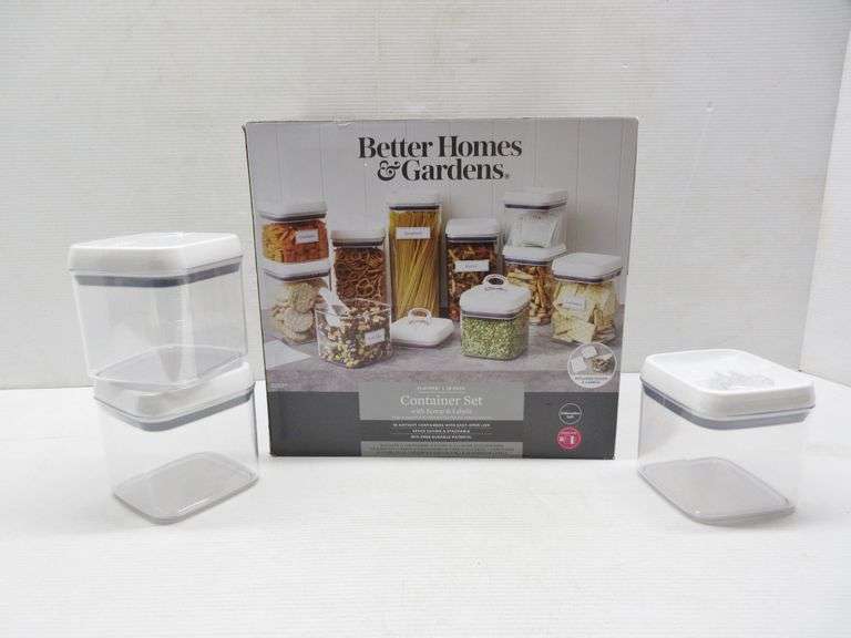 Better Homes & Gardens fliptite canister set with scoops and labels