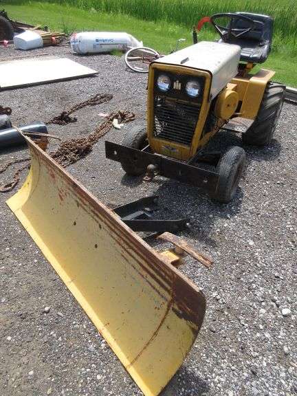 Old international harvester riding lawn mower with snow blade, lawn ...