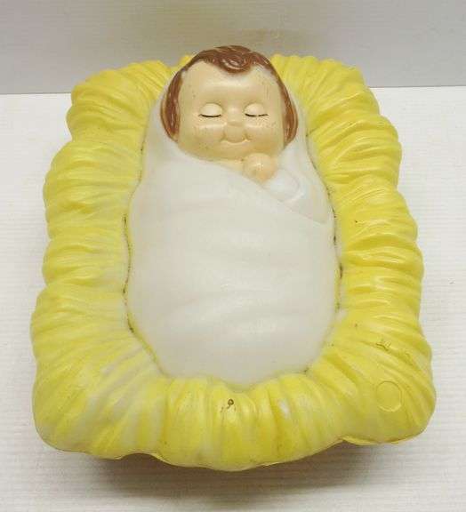 Baby Jesus blow mold, general foam plastics, 12" x 10", has paint loss