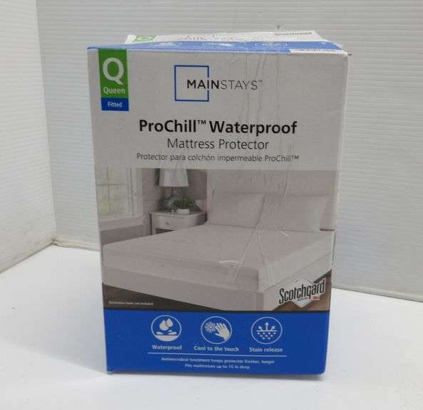 Mainstays prochill waterproof mattress protector, queen/full size