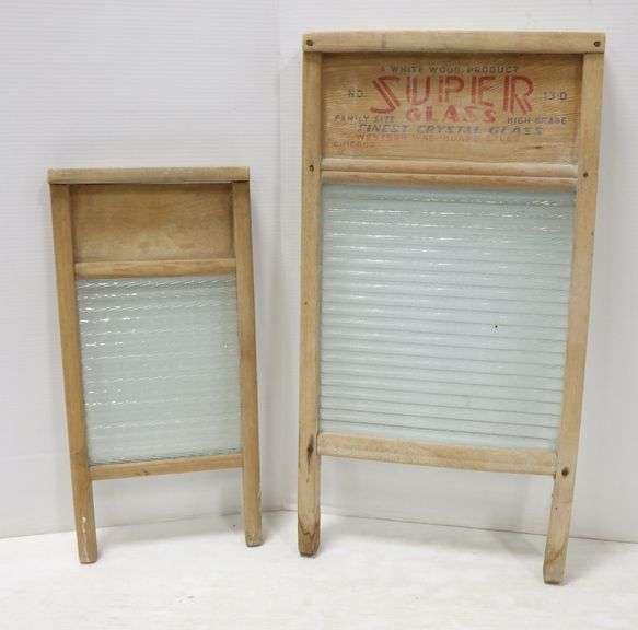 (2) Glass washboards, Large 121/2"W x 24"H, Small 81/2"W x 18"H, good