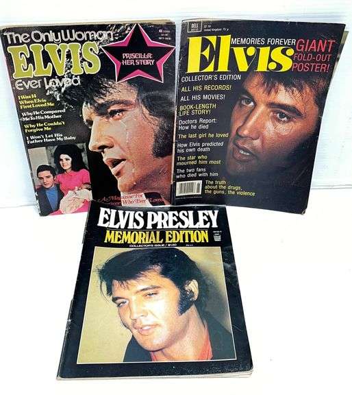 (3) Vintage 1970s Elvis Presley magazines, include Memorial Edition