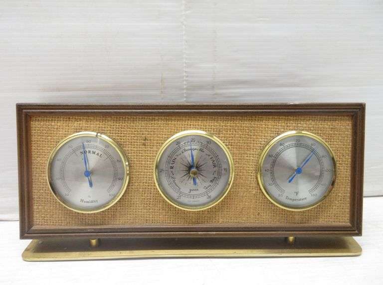 Older Jason table-top weather station, solid wood frame, 10 1/2"W x 4 1 ...