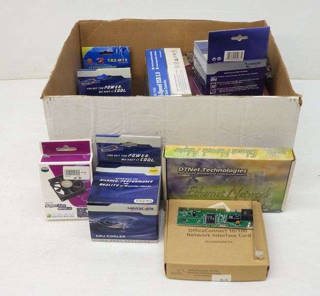 Older style computer accessory cards and CPU heatsinks, all are NOS ...