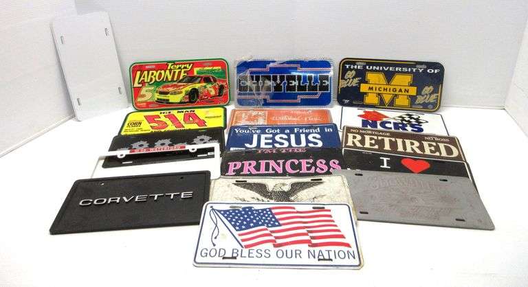 Vanity plates, all 12"W, some wear - Albrecht Auction Service