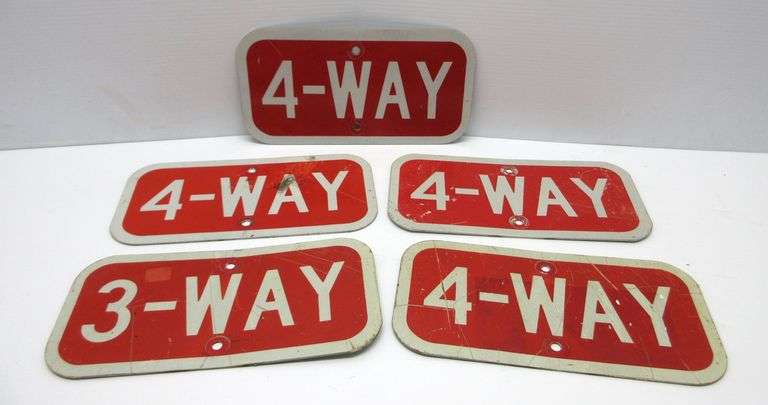 (5) Signs, includes: Four: 4-Way, and One: 3-Way, 6