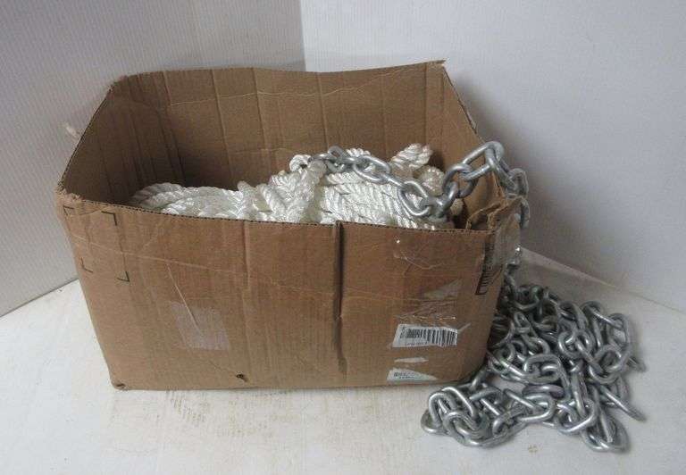 Anchor rope and chain, 15' x 5/16" boat anchor chain, 1/2' x 200" nylon