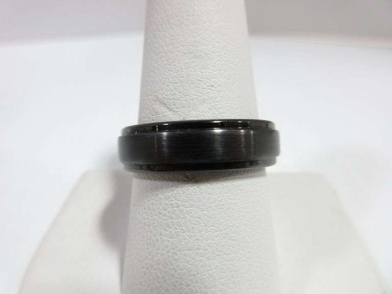 Men's black tungsten carbide 6mm wedding band from Zales, size 9 (can