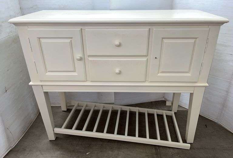 Broyhill buffet, 49"W x 20"D x 39"H, bottom needs to be reattached, missing handle, wobbly
