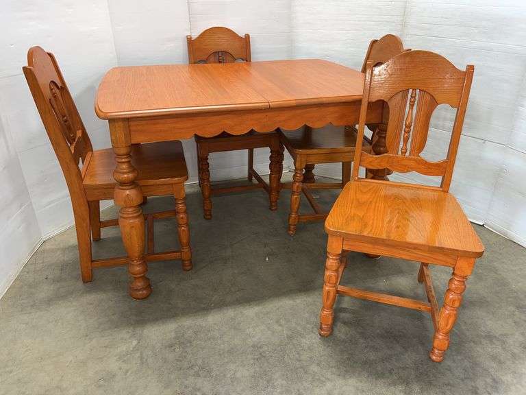 Light wood dining table with (4) chairs, table- 46"W x 33"D x 30"H, solid, very nice
