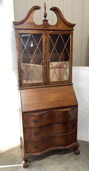 Antique secretary/china cabinet over three drawers, 31"W x 17"D x 78"H, comes with key, excellent