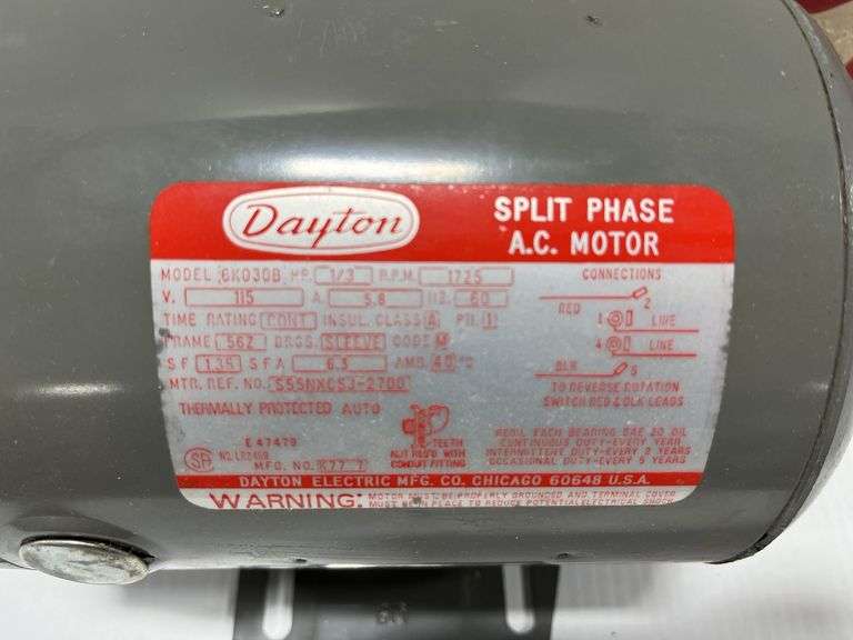 Dayton split phase AC motor, new in original box - Albrecht Auction Service