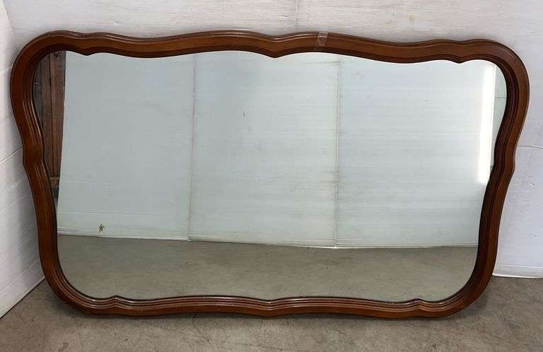 Large antique maple mirror, 47" x 30", good
