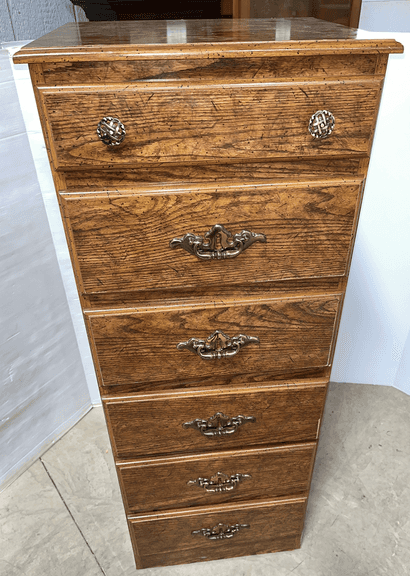 Old six-drawer dresser, 19"W x 16"D x 51"H, nice, some wear