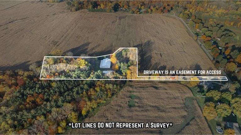 5± Acres partially wooded with Park-Like setting. 4 Bedroom 3.5 Bathroom Home on tall block Basement and 2 Car Garage. Master Suite, Vinyl Windows, First Floor Laundry, and Sunroom. Dual Fuel with Propane Forced Air Heat, as well as a Wood Stove. Air Conditioning and Gas Fireplace in the Living Room. Water Softener and Appliances included. 60x104’ Arena with power and attached full length lean-to with stalls. Plus, an 88x48' 15-Stall Horse Barn with power and water. Beautiful property with mature trees and plenty of space to roam. Great opportunity on a rare property! Driveway is an Easement for Access and Property is to be split from the farm ground after the auction.