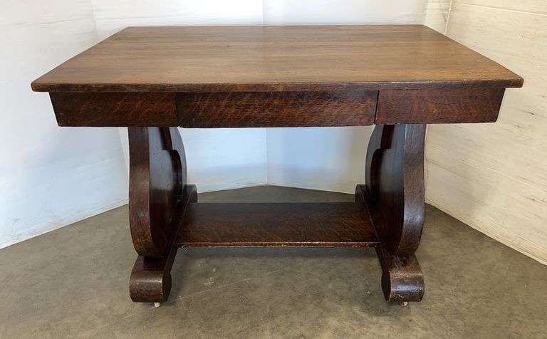 Antique Library Table/Desk, 42"W x 28"D x 29 1/2"H, with 18" center drawer