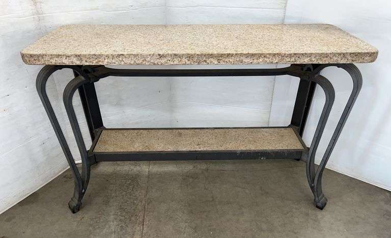 Granite top entry table, 48"W x 17"D x 29"H, solid, excellent