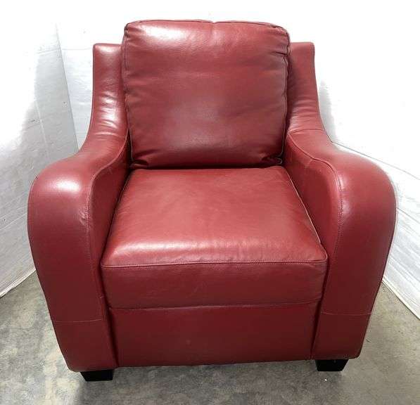 Modern contemporary leather chair, 33"W x 34"D x 36"H, very good