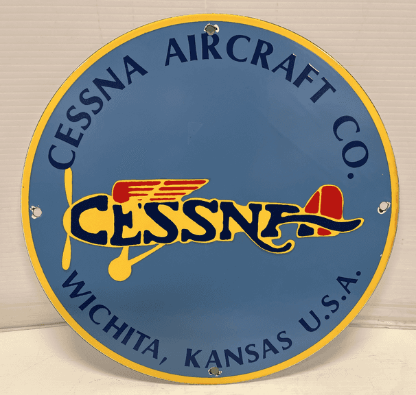 Cessna Aircraft Co. Wichita, KS, USA Porcelain Sign