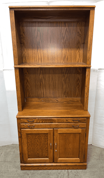 Lexington oak two-piece hutch, 33"W x 18"D x 74"H, some rubs, top of back is loose