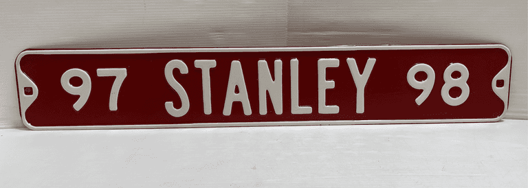 Porcelain Metal "97 Stanley 98" Sign
