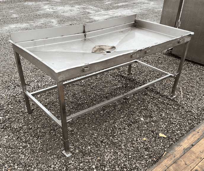 Stainless fish cleaning/butchering table, adjustable legs with slight ...